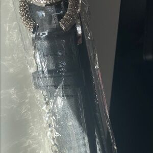Black Leather cc Belt with Silver Buckle